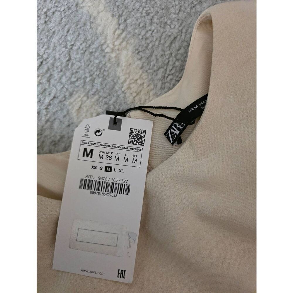 Zara Cut Out Slim Midi Cream Size M NWT Blogger Favorite - Picture 11 of 11